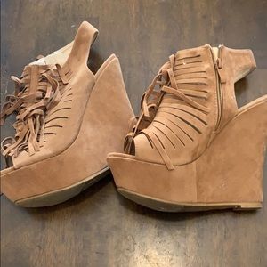 Brown suede open toe open toe